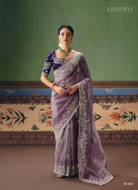 Shringar By Kimora Fancy Fabric With Designer Work Saree